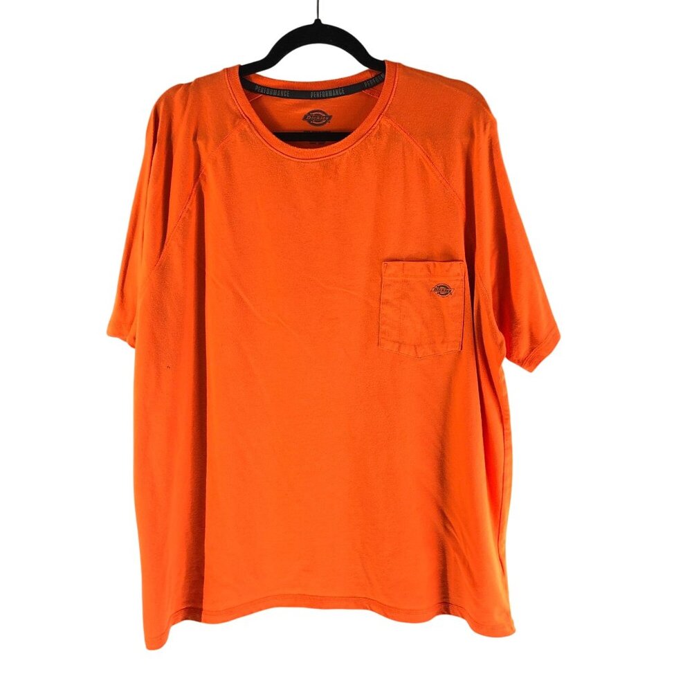Dickies Mens Performance Orange Pocket T-Shirt 2XL Cotton/Polyester Blend